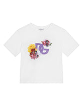 Jersey T-shirt with flower and DG logo print -  | Dolce & Gabbana