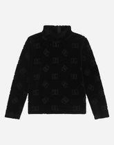 Velvet jacquard T-shirt with DG logo -  | Dolce &amp; Gabbana