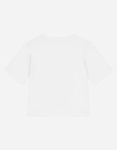 Jersey T-shirt with logo print and rose patch -  | Dolce &amp; Gabbana