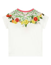 Jersey T-shirt with lemon and orange print and DG logo -  | Dolce & Gabbana