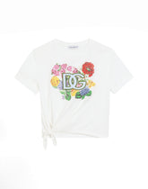 Jersey T-shirt with flowers and DG logo -  | Dolce &amp; Gabbana