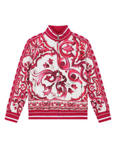 Zip-up sweatshirt in majolica print jersey -  | Dolce &amp; Gabbana