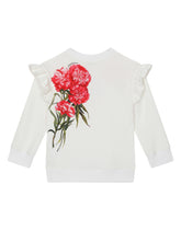 Round-neck jersey sweatshirt with carnation print -  | Dolce & Gabbana