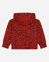 Zip-up jersey hoodie with leopard print -  | Dolce &amp; Gabbana