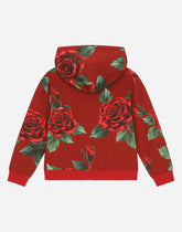 Jersey hoodie with rose print -  | Dolce &amp; Gabbana