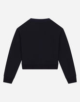 Round-neck sweatshirt with logo print and rose patch -  | Dolce &amp; Gabbana