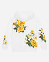 Zip-up hoodie with yellow rose print -  | Dolce &amp; Gabbana