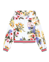 Zip-up jersey hoodie with garden print and DG logo -  | Dolce & Gabbana