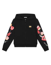 Jersey hoodie with tulip print and branded tag -  | Dolce &amp; Gabbana