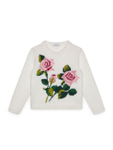 Crewneck wool sweater with rose inlay -  | Dolce &amp; Gabbana