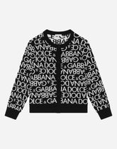 Knitted cardigan with allover jacquard logo -  | Dolce &amp; Gabbana