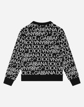 Knitted cardigan with allover jacquard logo -  | Dolce &amp; Gabbana