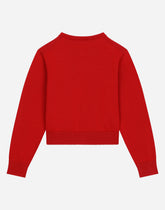 Cotton cardigan with floral patch -  | Dolce &amp; Gabbana