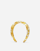 Twill hairband with yellow majolica print -  | Dolce &amp; Gabbana