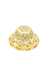 Poplin bucket hat with yellow majolica print -  | Dolce &amp; Gabbana