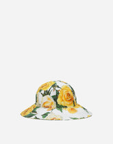 Yellow rose-print poplin hat -  | Dolce & Gabbana