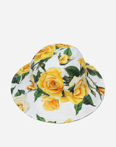 Yellow rose-print poplin hat -  | Dolce & Gabbana