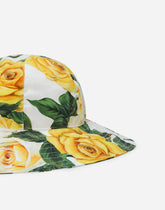 Yellow rose-print poplin hat -  | Dolce & Gabbana