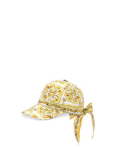 Poplin baseball cap with yellow majolica print -  | Dolce &amp; Gabbana
