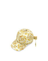 Poplin baseball cap with yellow majolica print -  | Dolce &amp; Gabbana