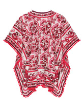Majolica-print batiste caftan with drawstring waist -  | Dolce & Gabbana