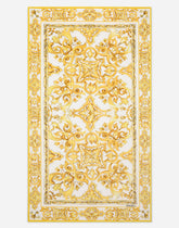 Terry beach towel with yellow majolica print -  | Dolce &amp; Gabbana