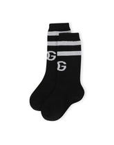 Stretch knit socks with jacquard DG logo -  | Dolce & Gabbana