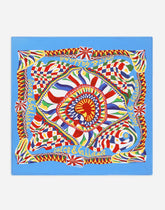 Carretto-print jersey blanket with logo embroidery -  | Dolce & Gabbana