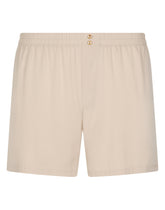 Stretch silk shorts with logo label -  | Dolce & Gabbana