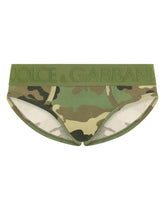 Two-way stretch jersey mid-rise briefs with camouflage print -  | Dolce &amp; Gabbana
