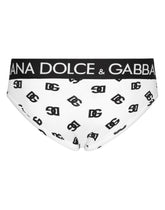 Mid-rise jersey briefs with all-over DG logo print -  | Dolce &amp; Gabbana