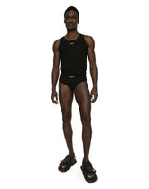 Mid-rise two-way stretch jersey briefs with logo label -  | Dolce & Gabbana