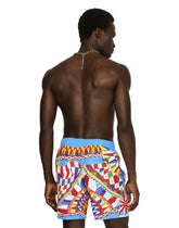Mid-length swim trunks with Carretto print -  | Dolce &amp; Gabbana