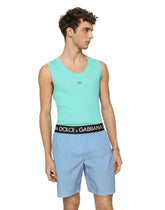 Mid-length swim trunks with branded stretch waistband -  | Dolce & Gabbana