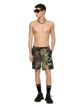Mid-length swim trunks with camouflage patchwork design -  | Dolce & Gabbana
