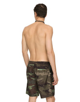 Mid-length swim trunks with camouflage patchwork design -  | Dolce & Gabbana