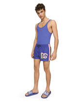 Short patchwork swim trunks with DG print -  | Dolce & Gabbana