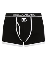 Fine-rib cotton boxers with DG logo -  | Dolce & Gabbana