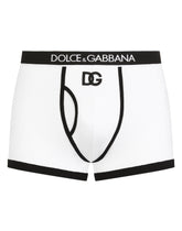 Fine-rib cotton boxers with DG logo -  | Dolce & Gabbana
