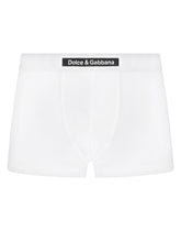 Two-way stretch cotton boxers with patch -  | Dolce & Gabbana