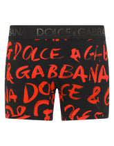 Long-leg two-way stretch jersey boxers with logo print -  | Dolce & Gabbana