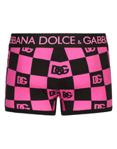 Damier-print jersey boxers with DG logo -  | Dolce &amp; Gabbana