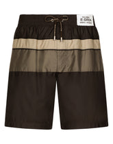 Mid-length swim shorts with horizontal bands -  | Dolce &amp; Gabbana