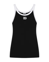Fine-rib cotton singlet with DG patch -  | Dolce &amp; Gabbana