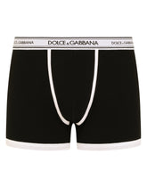 Two-pack plain and printed stretch cotton boxers -  | Dolce & Gabbana