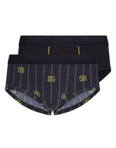 Two-pack solid-color and printed stretch cotton jersey Brando briefs -  | Dolce & Gabbana