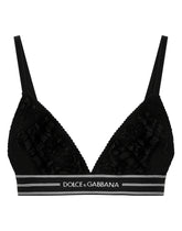 Non-underwired lace bra with branded elastic -  | Dolce &amp; Gabbana