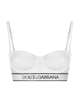 Fine-rib jersey balconette bra with branded elastic -  | Dolce &amp; Gabbana
