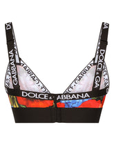Meadow-print satin triangle bra -  | Dolce & Gabbana