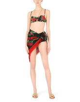 High-waisted bikini bottoms with rose print -  | Dolce &amp; Gabbana